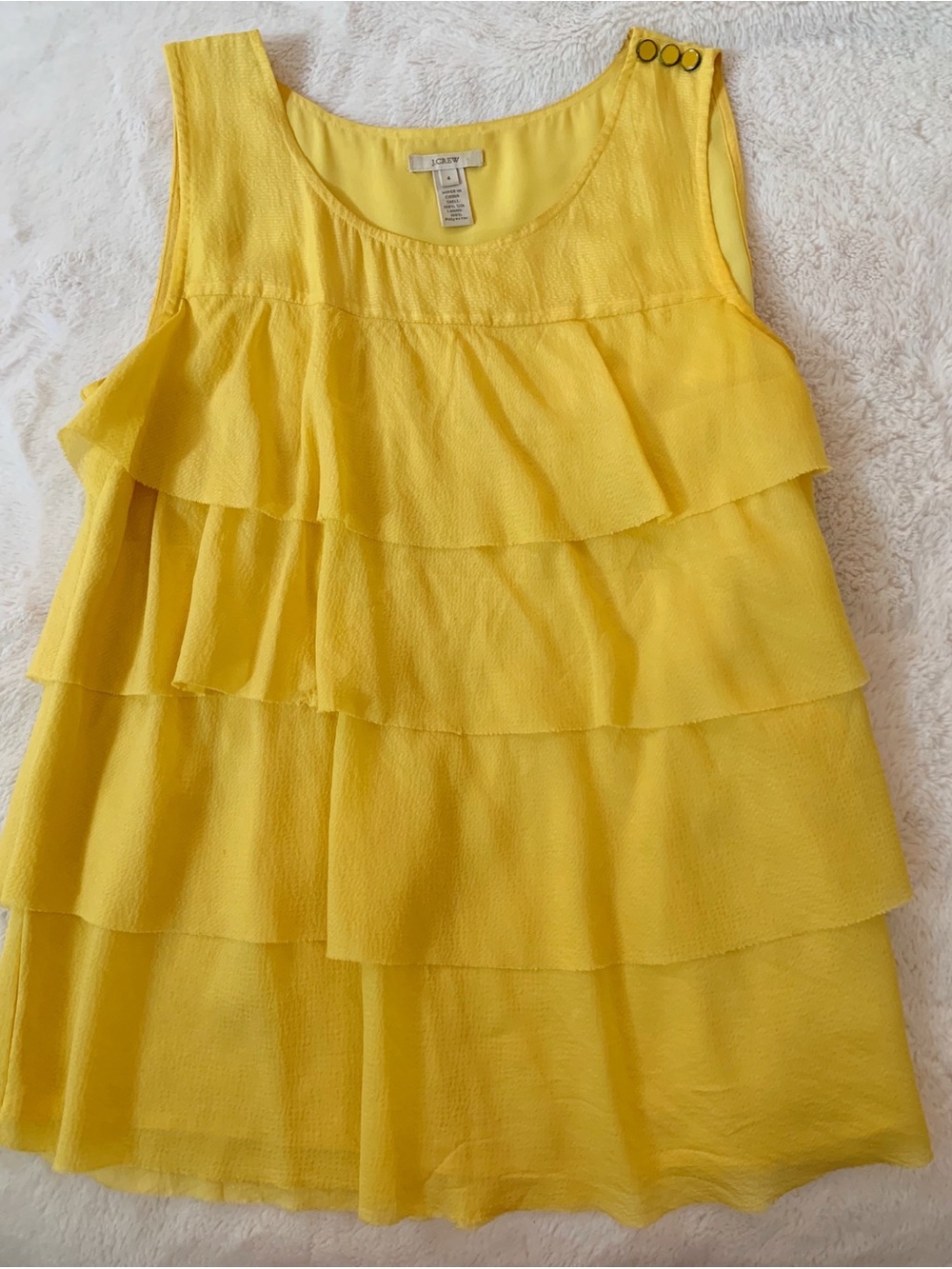 J. Crew Yellow Tiered Ruffle Shell